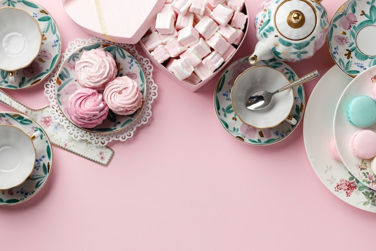 Gratis Foto tea party samenstelling met kopie ruimte