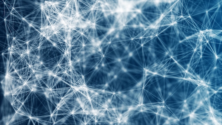 Gratis Foto technologie veelhoekige blauwe achtergrond abstracte laag poly verbonden met stippen en lijnen