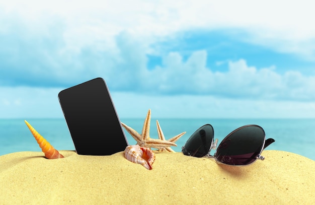 Telefoon op het zand