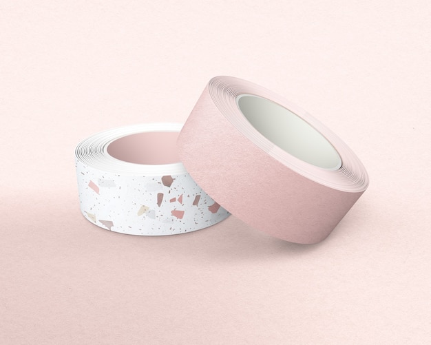 Terrazzo washi tape op roze achtergrond