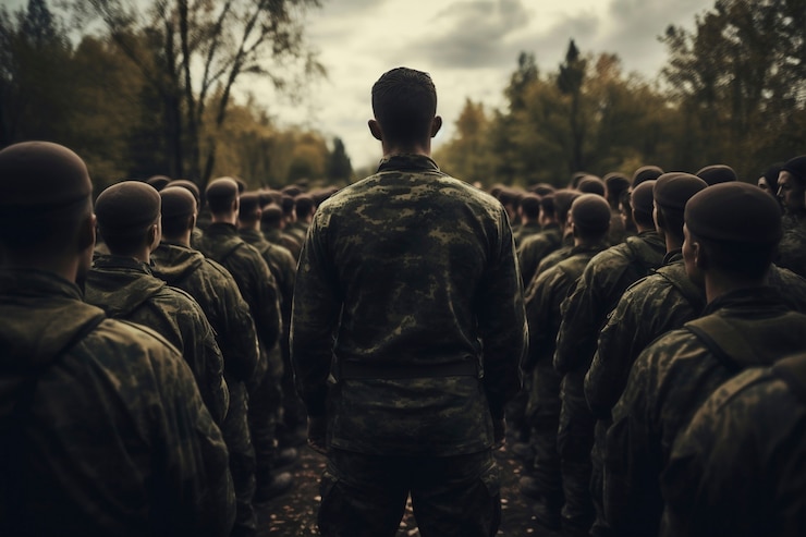 Gratis Foto terugkijkende soldaten die tijdens de oorlog vochten