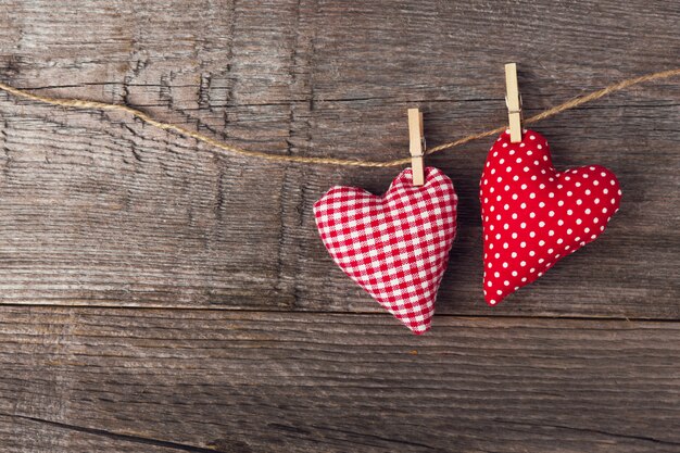 Textiel Valentijnsdag harten op houten