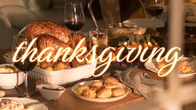 Thanksgiving day banner met lekker eten