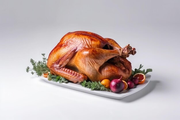 Gratis foto thanksgiving kalkoen geïsoleerd op witte achtergrond ai generatieve