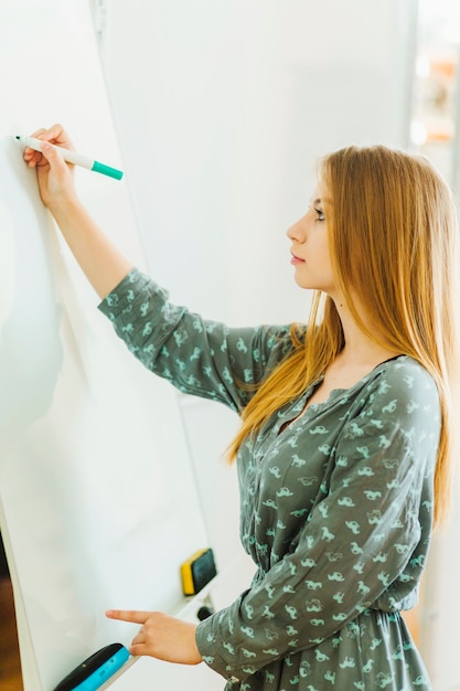 Tiener die op whiteboard schrijft