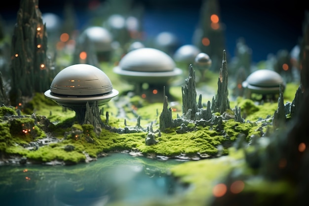 Gratis foto tilt-shift middeleeuws fantasielandschap