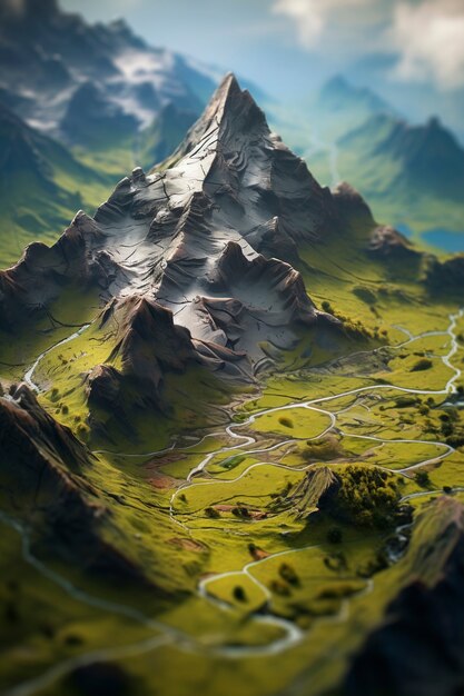 Tilt-shift middeleeuws fantasielandschap