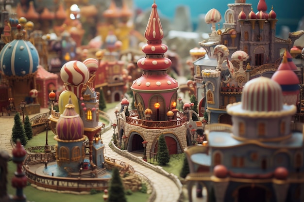 Gratis foto tilt-shift middeleeuws fantasielandschap