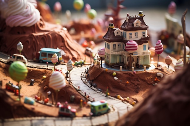 Gratis foto tilt-shift middeleeuws fantasielandschap