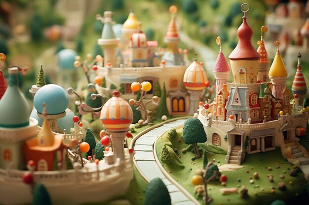 Gratis foto tilt-shift middeleeuws fantasielandschap