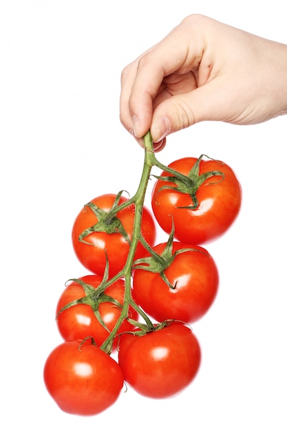 Tomaten over wit oppervlak