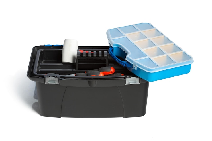 Gratis Foto toolkit doos geïsoleerd op de witte achtergrond