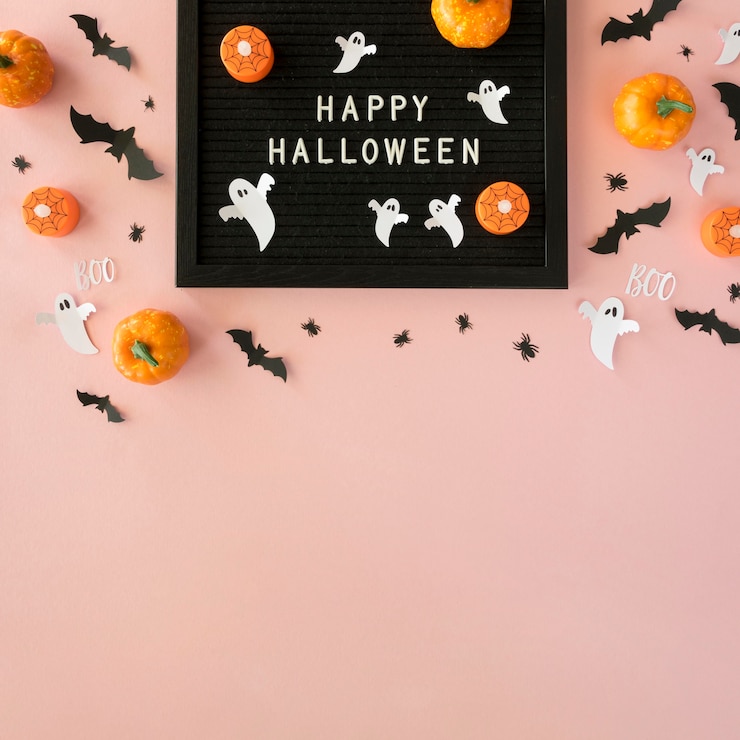 Gratis Foto top view halloween concept met kopieerruimte
