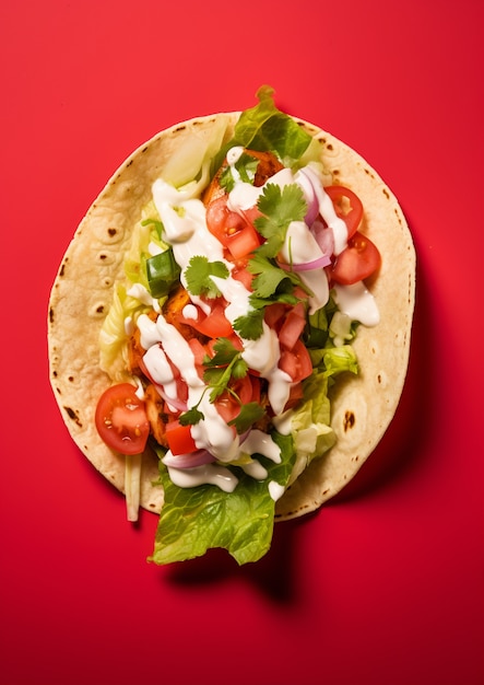 Top view heerlijke taco in de studio