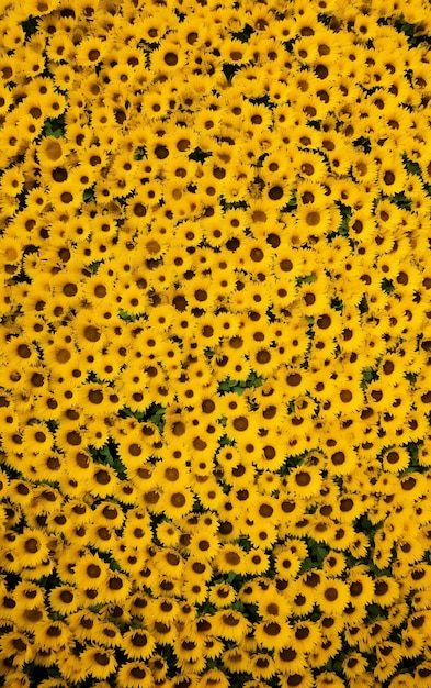 Gratis foto top view of lots of sunflowers