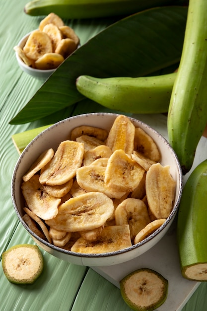 Gratis foto top view recept met plantain banaan