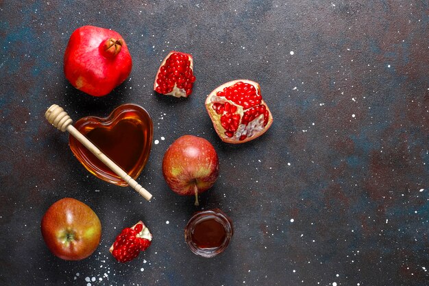 Traditioneel eten van Joods Nieuwjaar - Rosh Hashana.