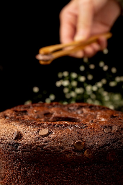 Gratis foto traditionele bruine chocoladetaart