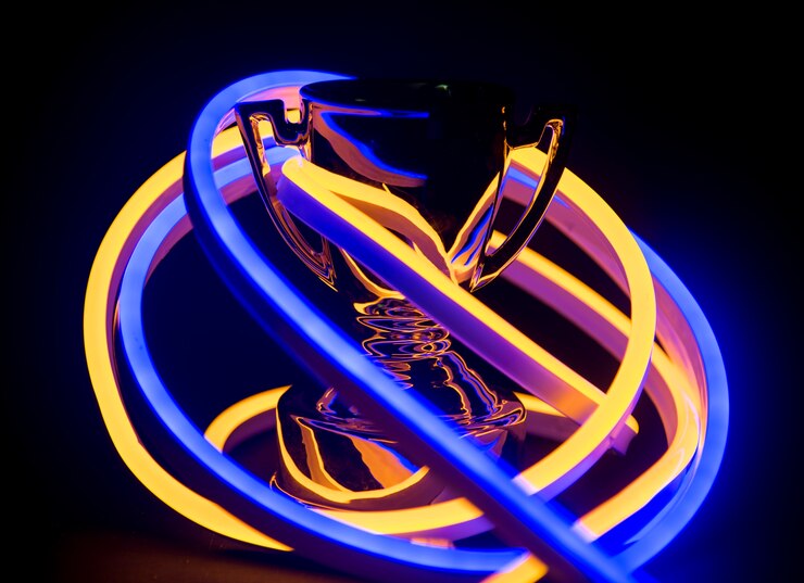 Gratis Foto trofee bedekt met neonlichten