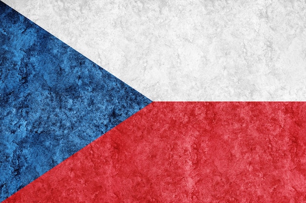 Tsjechische Republiek metalen vlag, getextureerde vlag, grunge vlag