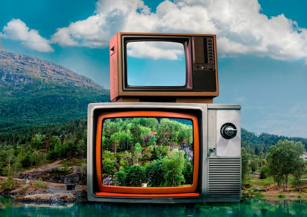 Tv in natuurconcept