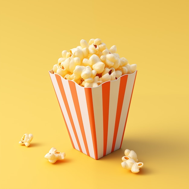 Uitzicht op 3D-bioscooppopcorn