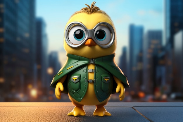 Uitzicht op 3D superheld vogel