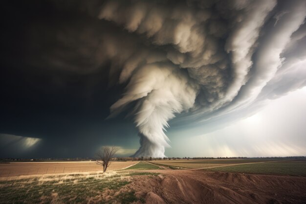 Uitzicht op apocalyptische donkere stormachtige wolken