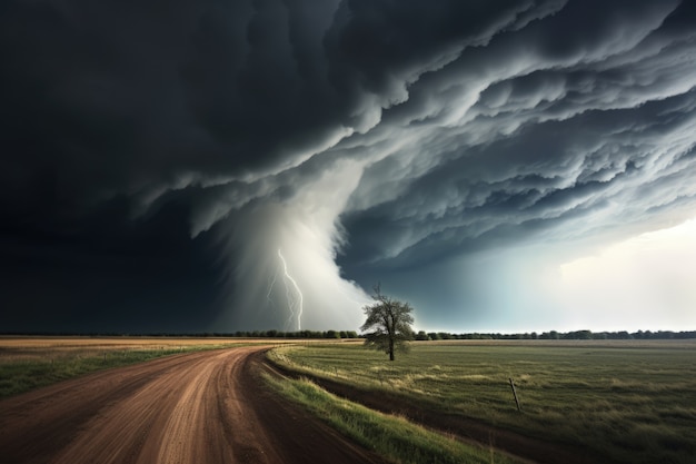 Gratis foto uitzicht op apocalyptische donkere stormachtige wolken