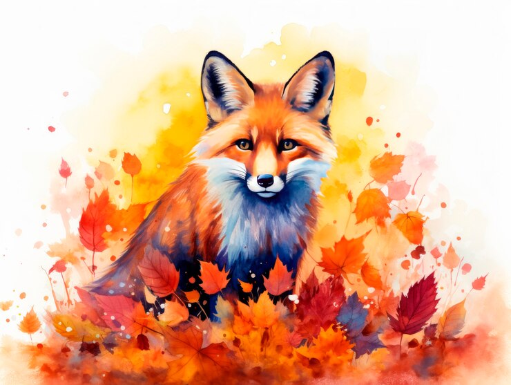 Gratis Foto uitzicht op aquarel vos dier