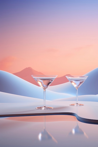 Gratis foto uitzicht op cocktaildrank in glas met neo-futuristische set