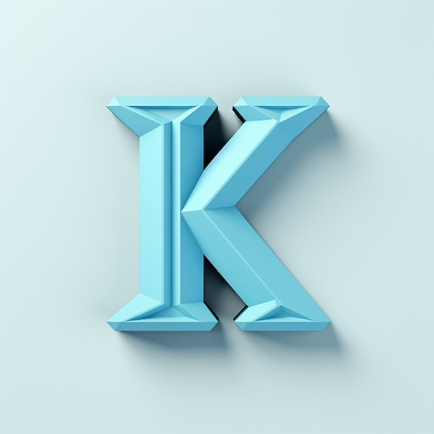 Gratis foto uitzicht op de 3d-letter k met een eenvoudige achtergrond