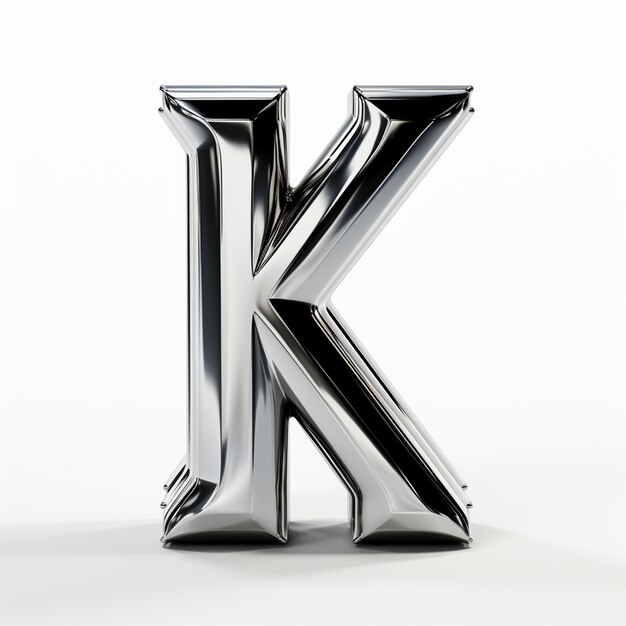 Uitzicht op de 3D-metalen letter k