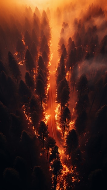 Uitzicht op de brandende natuur