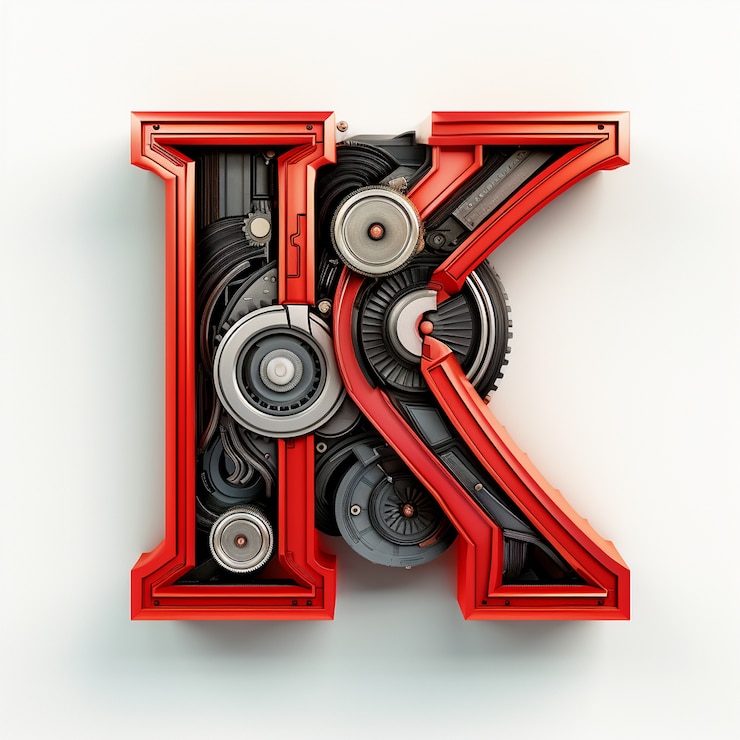 Gratis Foto uitzicht op de letter k met versnellingswielen