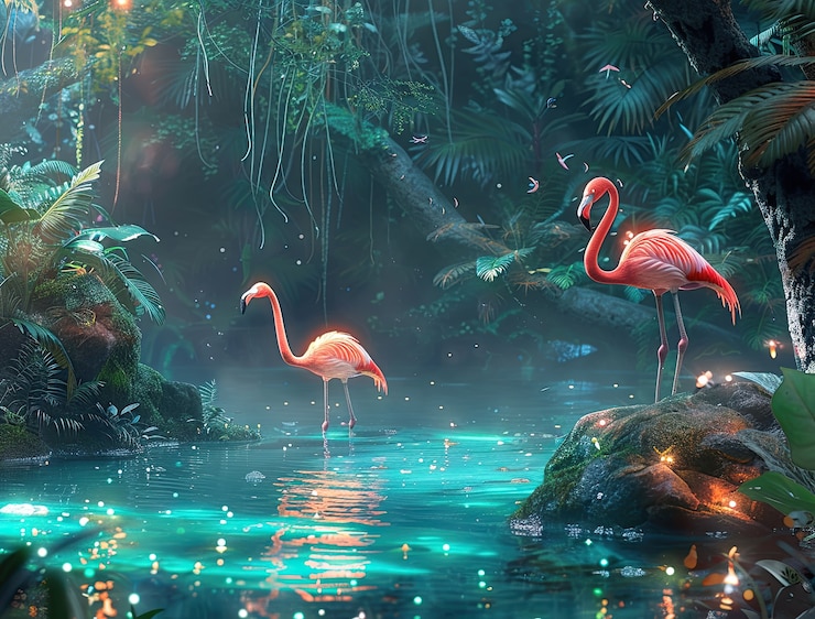 Gratis Foto uitzicht op de tekenfilm tropische flamingo