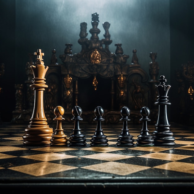 Gratis foto uitzicht op dramatische schaakstukken met mysterieuze en mystieke sfeer