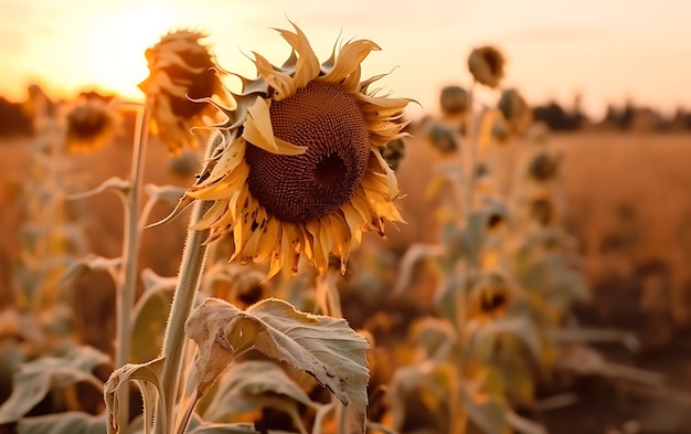 Gratis foto uitzicht op droge zonnebloemen