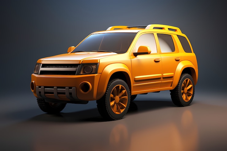 Gratis Foto uitzicht op een 3d-auto met een eenvoudige achtergrond