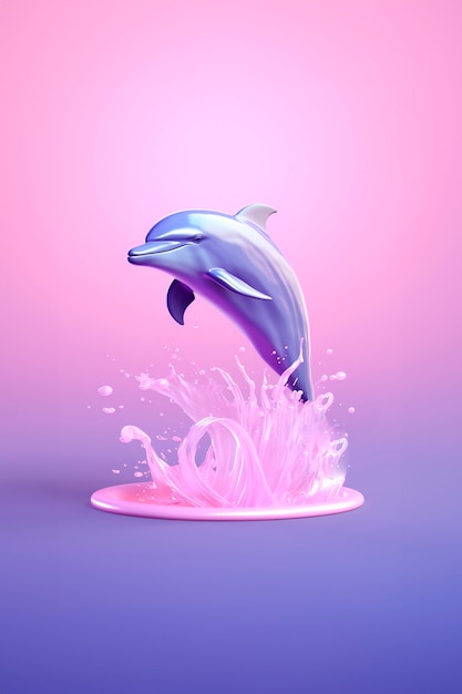 Uitzicht op een 3D-dolfijn met levendige kleuren