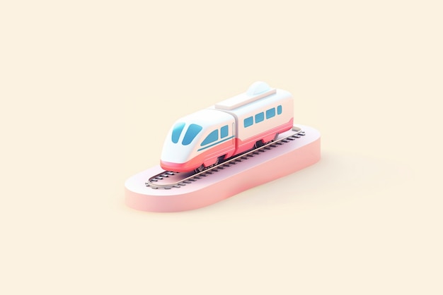 Gratis foto uitzicht op een 3d-treinmodel met een eenvoudige gekleurde achtergrond