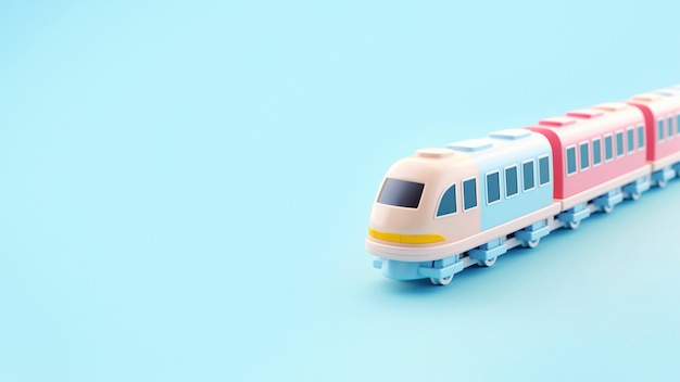 Gratis foto uitzicht op een 3d-treinmodel met een eenvoudige gekleurde achtergrond