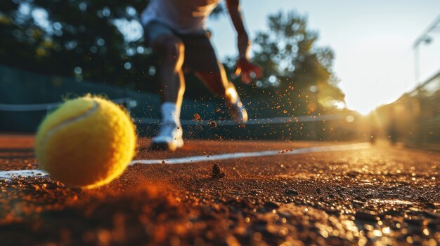 Gratis foto uitzicht op een bal op een tennisbaan