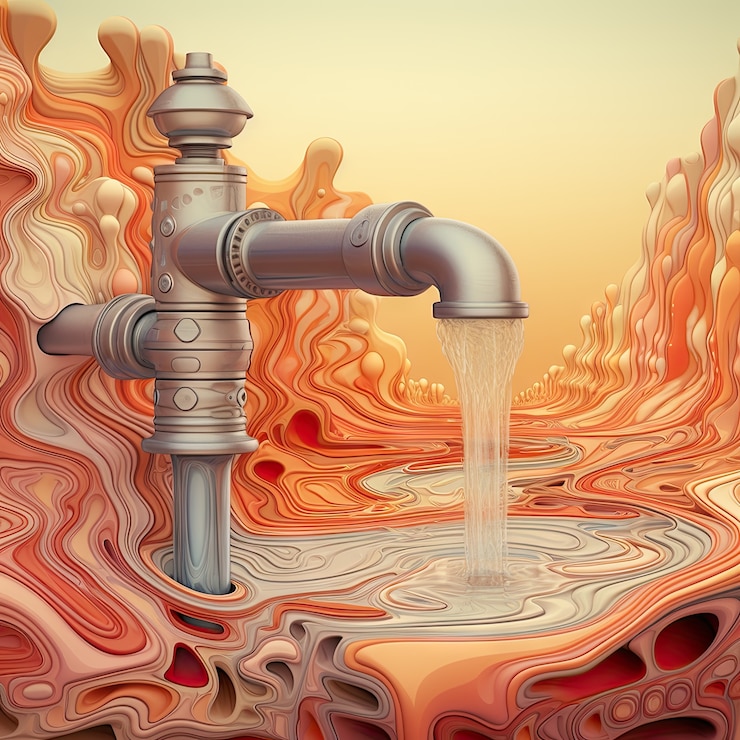 Gratis Foto uitzicht op een fantasie-landschap met een surrealistische stromende kraan voor de wereldwijde waterdag