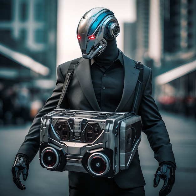 Gratis foto uitzicht op een futuristische muziekrobot of -droid