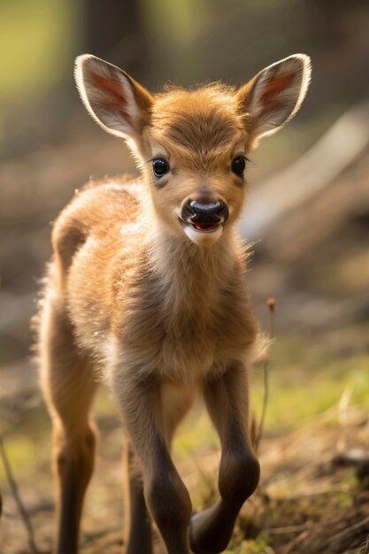 Uitzicht op een kalf van een wilde eland
