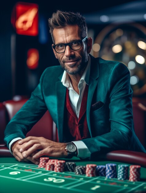 Gratis foto uitzicht op een man die in een casino speelt