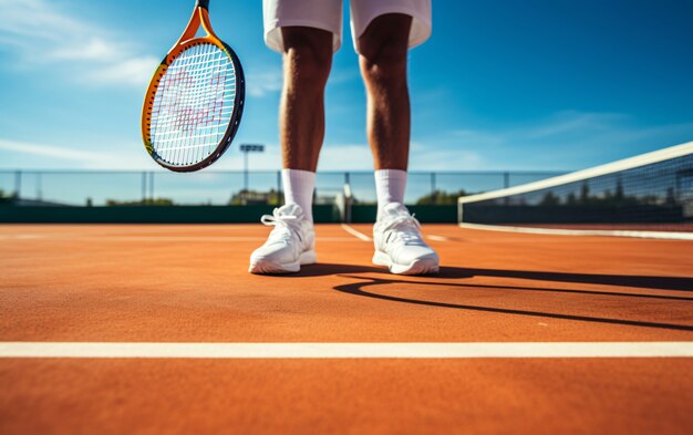 Uitzicht op een mannelijke tennisspeler op het veld.