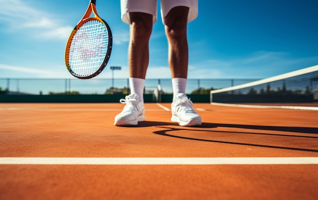 Uitzicht op een mannelijke tennisspeler op het veld.
