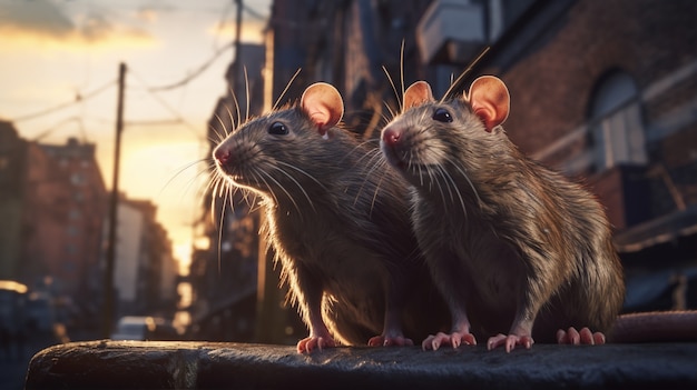 Gratis foto uitzicht op een paar ratten